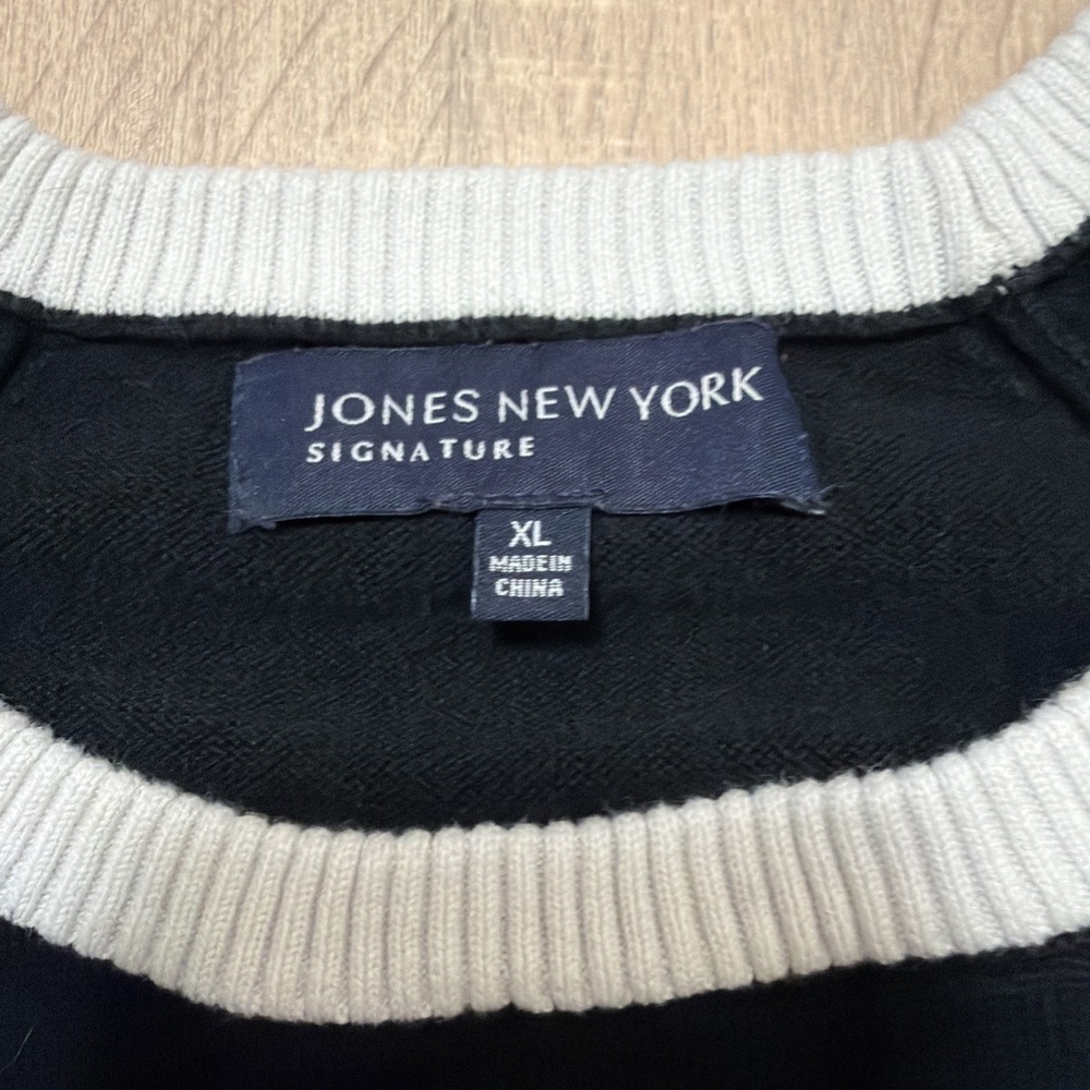 Jones New York Women's Black Sweater Pink Heart Long-Sleeve Crewneck Size XL - Picture 6 of 8